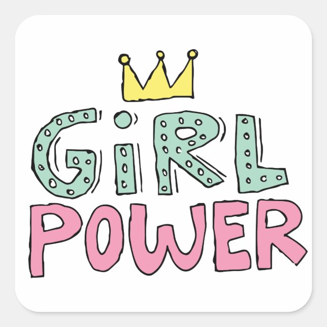 Crown Girl Power Doodle Girly Doodle Power Girl Sk Square Sticker (Front)