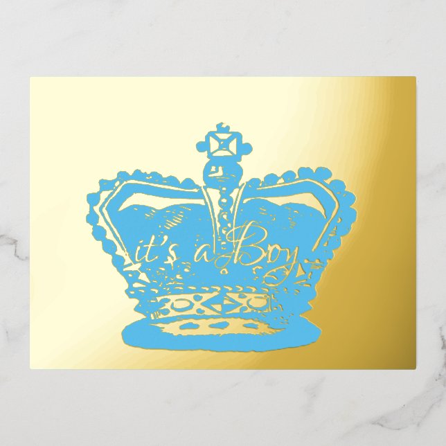 Crown | Gold Crown it's a Boy Birth Announcement (Front)