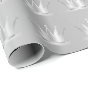 Crown Grey Grey Silver Prince Princess Sweet 16th Wrapping Paper