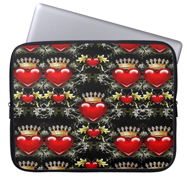 Crown Jewel Hearts Pattern Laptop Sleeve (Front)