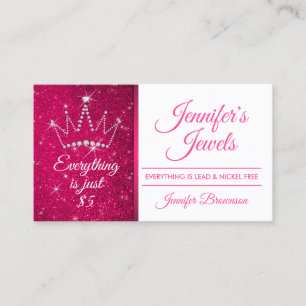 Crown Jewellery Accessories Sparkle Pink Bling Gir Business Card