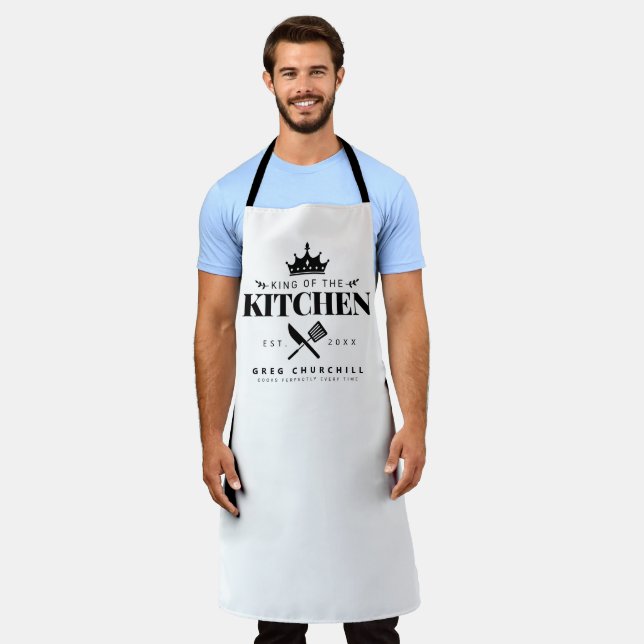 Crown King of The Kitchen Foodie Dad Personalized Apron (Worn)