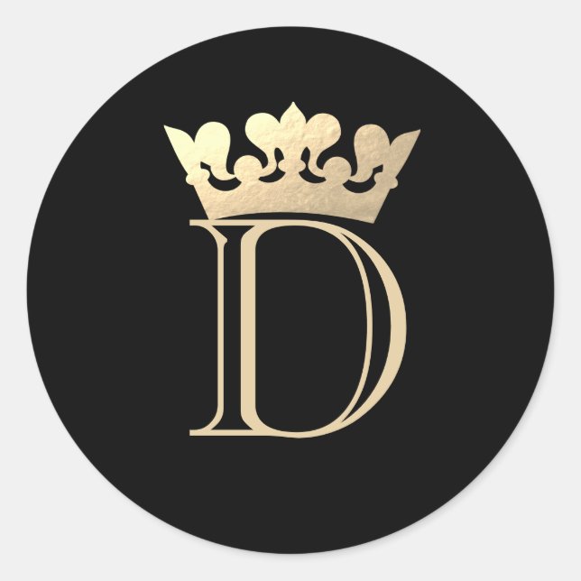 Crown Monogram Classic Round Sticker (Front)