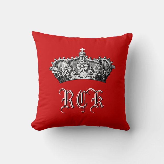 Crown Monogram Regal Touch Throw Pillow (Front)