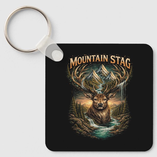 Crown of the Mountain Stag Keychain (Front)
