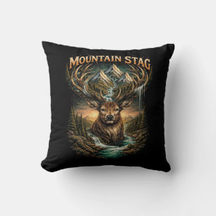 Crown of the Mountain Stag Throw Pillow