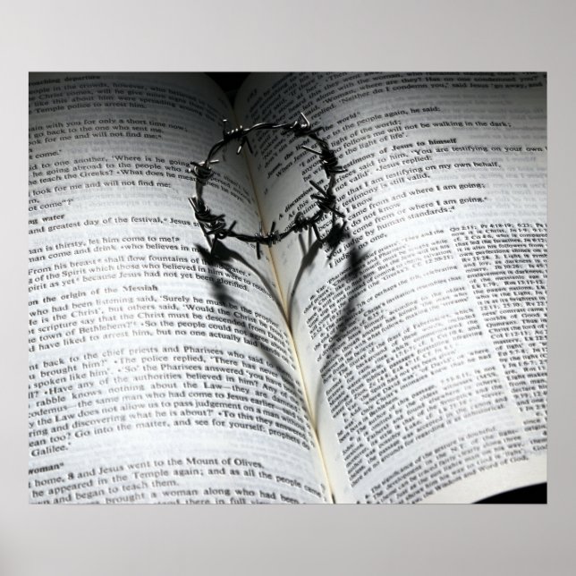Crown of Thorns Heart and Bible Poster (Front)