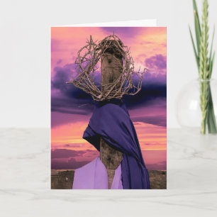 Crown Of Thorns On Cross Holiday Card