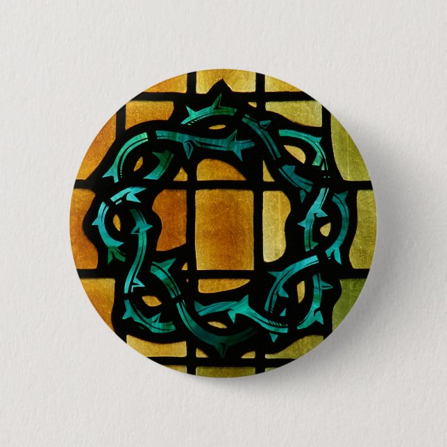 Crown of Thorns Stained Glass Window Art 2 Inch Round Button (Front)