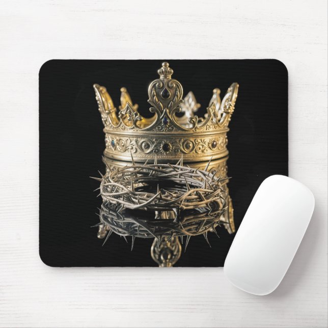 Crown of Thorns With King's Gold Crown Mouse Pad (With Mouse)