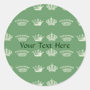 Crown Pattern in White Classic Round Sticker