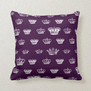 Crown Pattern in White Throw Pillow