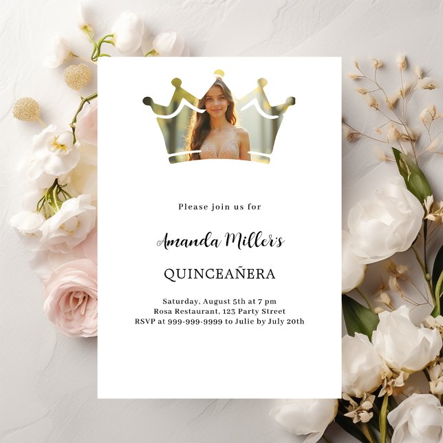 Crown photo Quinceanera Invitation (Creator Uploaded)