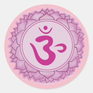 Crown Pink chakra Classic Round Sticker, Glossy Sticker