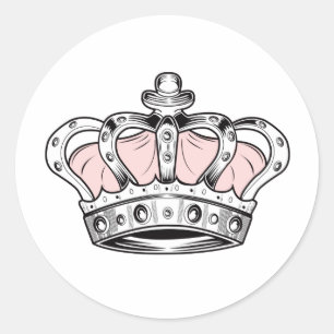 Crown - PInk  Classic Round Sticker