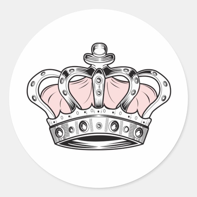 Crown - PInk  Classic Round Sticker (Front)