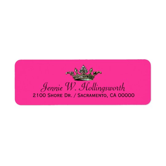 Crown Pink Girly Return Address Return Address Label