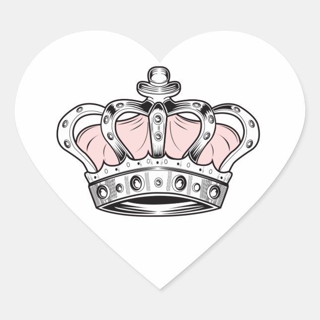 Crown - Pink Heart Sticker (Front)