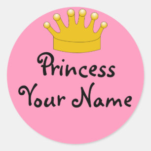Crown Pink Princess Your Name Stickers Personalize
