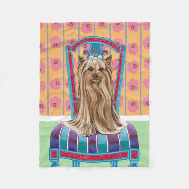Crown Princess Yorkie Fleece Blanket (Front)