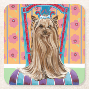 Crown Princess Yorkie Square Paper Coaster