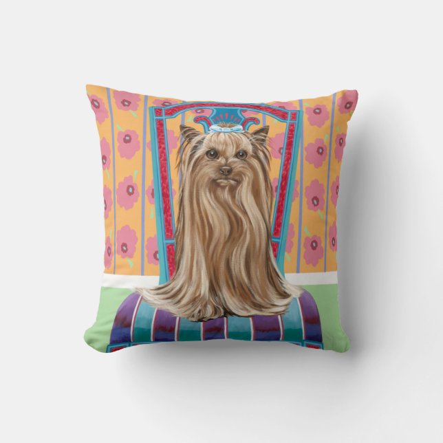 Crown Princess Yorkie Throw Pillow (Front)