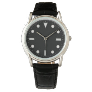 crown protector black leather watch