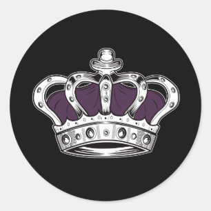 Crown - Purple   Classic Round Sticker