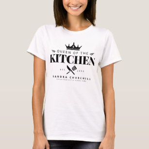 Crown Queen of The Kitchen Lady Chef Personalized T-Shirt