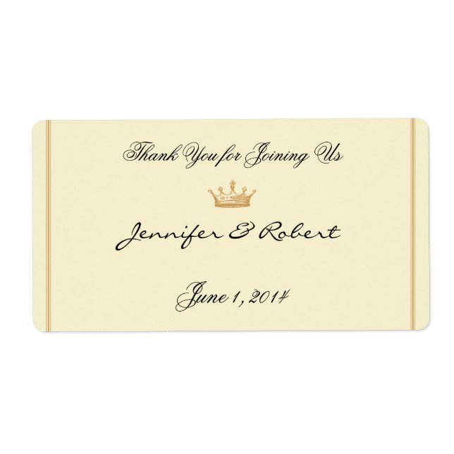 Crown Regency in Gold Ivory Water Bottle Label (Front)