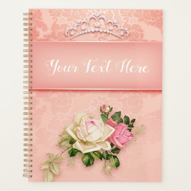 Crown & Roses Pink Planner (Front)