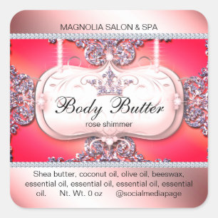 Crown Salon Glitter Silver Pink Sangria Square Sticker