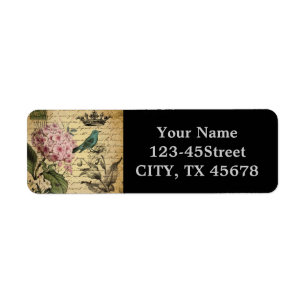 crown script hydrangea bird french botanical