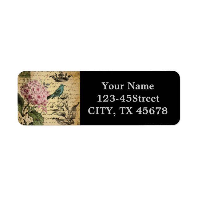 crown script hydrangea bird french botanical (Front)