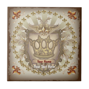 Crown Shield Family Crest Surname Tile