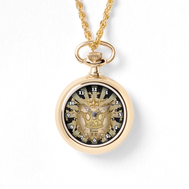 Crown Shield Family Crest Surname Watch (Front)