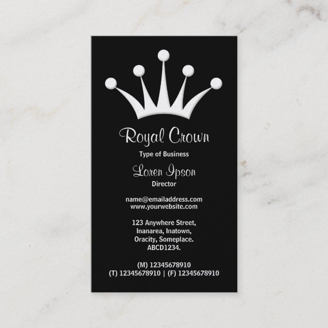 Crown Symbol - Black (Platinum) Business Card (Front)