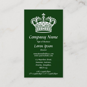 Crown Symbol - White on Dark Forest (Gold Card) Business Card