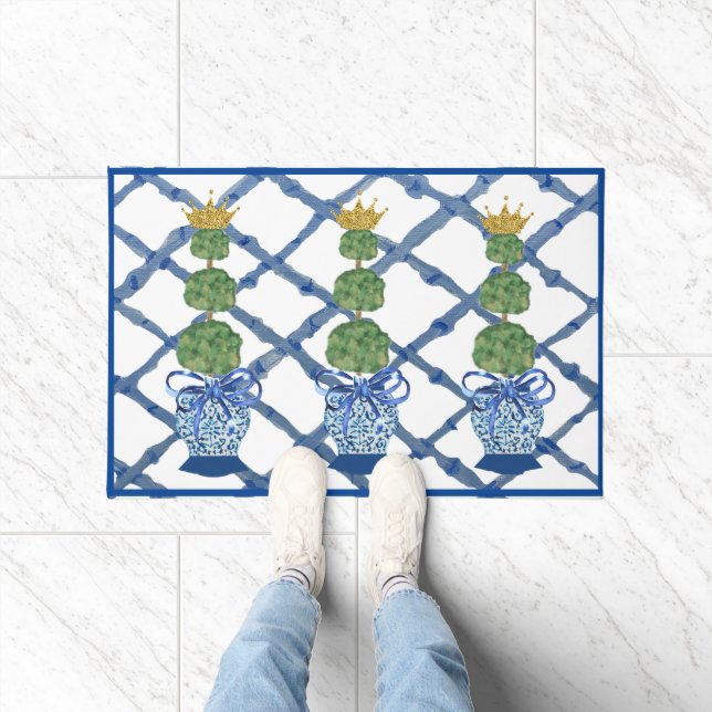 Crown Topiary Chinoiserie Ginger Jars Jar    Doormat (Indoor)