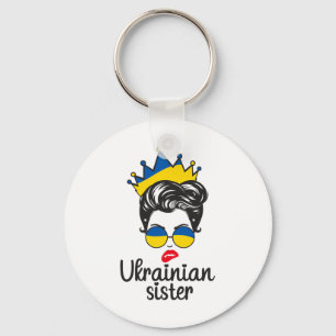 Crown Ukrainian Sister Ukraine Messy Bun Women Ukr Keychain