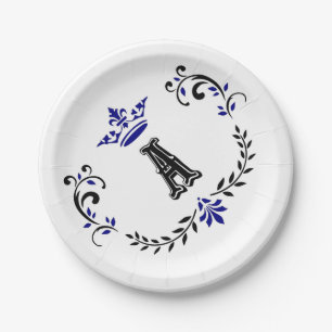 Crown Wreath A Monogram Paper Plate