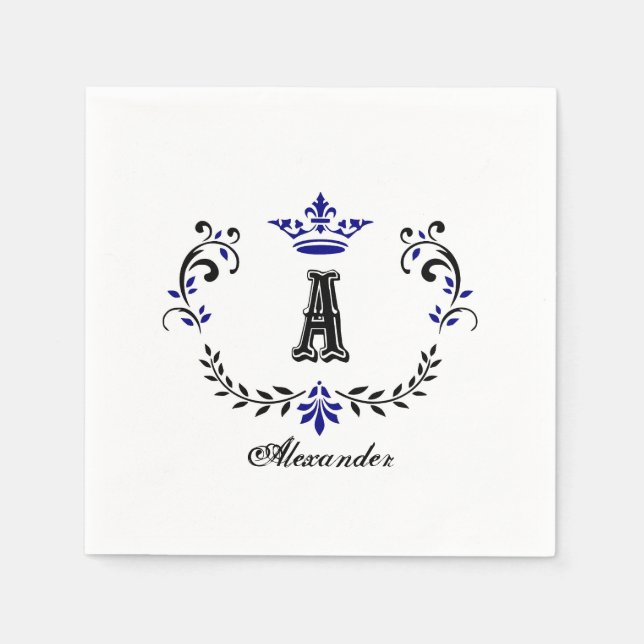 Crown Wreath A Monogram Wedding Napkin (Front)