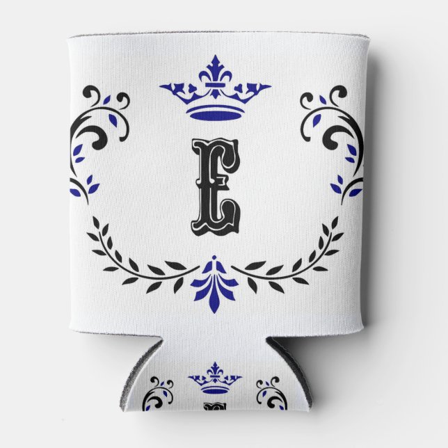 Crown Wreath Monogram 'E' Can Cooler (Front)