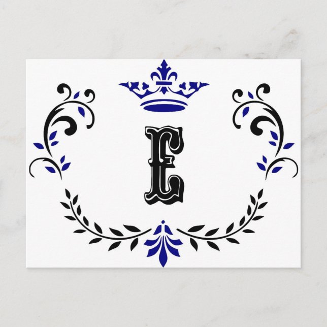 Crown Wreath Monogram 'E' Postcard (Front)
