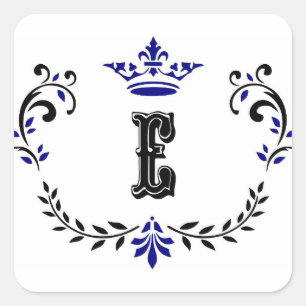 Crown Wreath Monogram 'E' Square Sticker