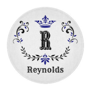 Crown Wreath Monogram 'R' Personalized Cutting Board