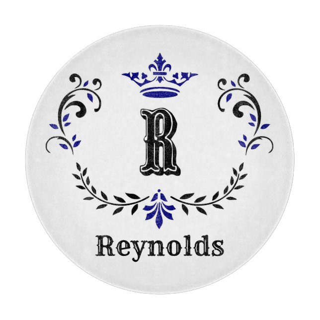 Crown Wreath Monogram 'R' Personalized Cutting Board (Front)