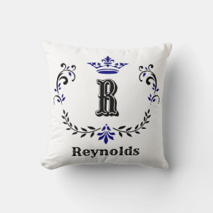 Crown Wreath Monogram 'R' Personalized Throw Pillow