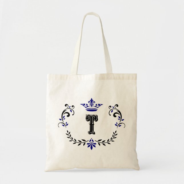 Crown Wreath Monogram 'T' Tote Bag (Front)