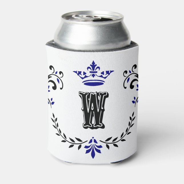 Crown Wreath Monogram 'W' Can Cooler (Can Back)